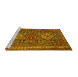 Sideview of Machine Washable Persian Yellow Traditional Rug, wshtr1130yw