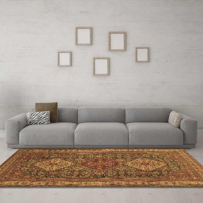 Machine Washable Persian Brown Traditional Rug in a Living Room,, wshtr1130brn