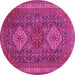 Round Persian Pink Traditional Rug, tr1130pnk