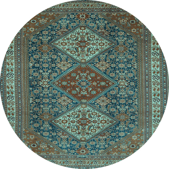 Round Persian Light Blue Traditional Rug, tr1130lblu