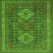 Round Machine Washable Persian Green Traditional Area Rugs, wshtr1130grn