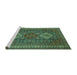 Sideview of Machine Washable Persian Turquoise Traditional Area Rugs, wshtr1130turq