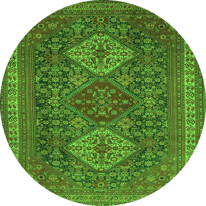 Square Persian Green Traditional Rug, tr1130grn