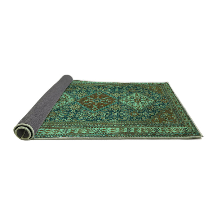 Sideview of Persian Turquoise Traditional Rug, tr1130turq