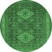 Round Persian Emerald Green Traditional Rug, tr1130emgrn