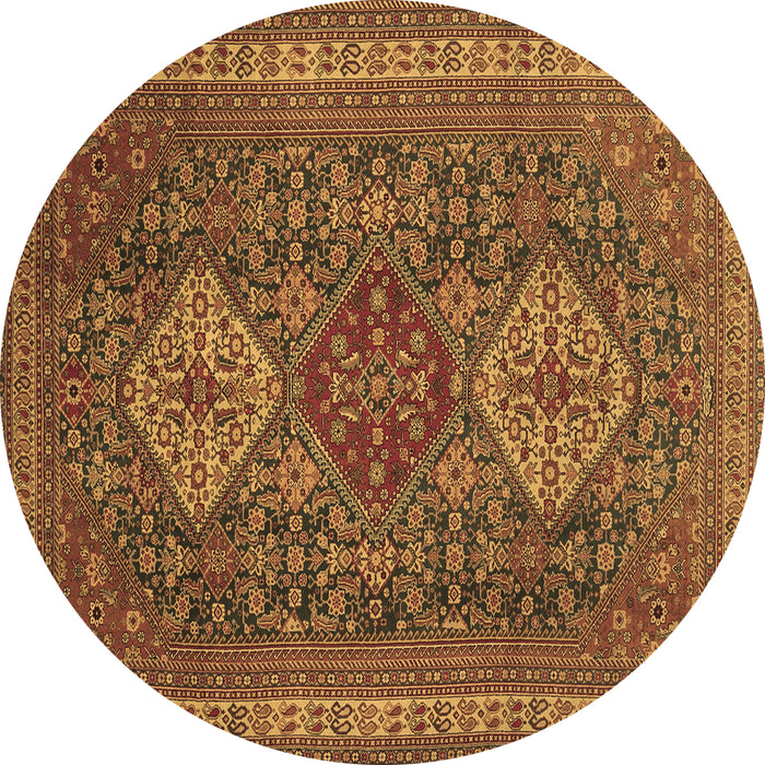 Round Persian Brown Traditional Rug, tr1130brn