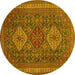 Round Persian Yellow Traditional Rug, tr1130yw