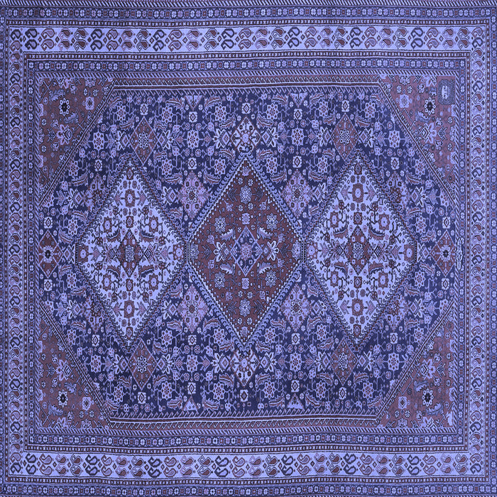 Square Machine Washable Persian Blue Traditional Rug, wshtr1130blu