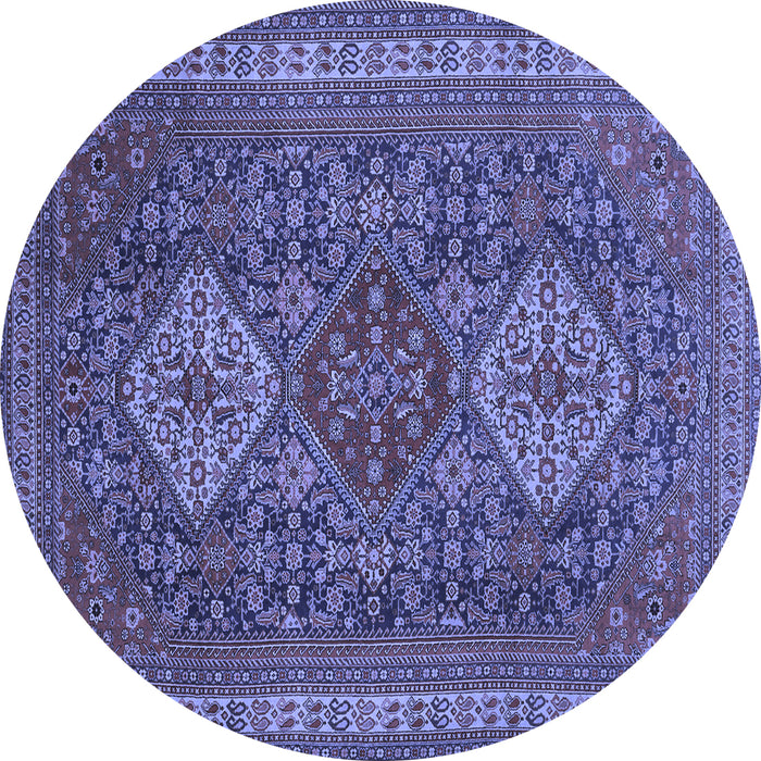 Round Machine Washable Persian Blue Traditional Rug, wshtr1130blu