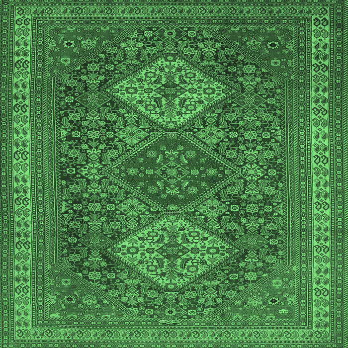 Square Persian Emerald Green Traditional Rug, tr1130emgrn