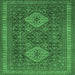 Square Persian Emerald Green Traditional Rug, tr1130emgrn