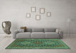 Machine Washable Persian Turquoise Traditional Area Rugs in a Living Room,, wshtr1130turq