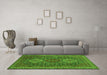 Machine Washable Persian Green Traditional Area Rugs in a Living Room,, wshtr1130grn