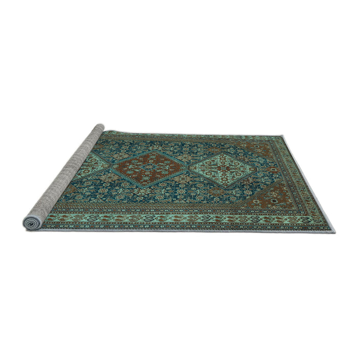 Sideview of Machine Washable Persian Light Blue Traditional Rug, wshtr1130lblu