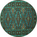 Round Persian Turquoise Traditional Rug, tr1131turq