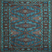 Square Machine Washable Persian Light Blue Traditional Rug, wshtr1131lblu