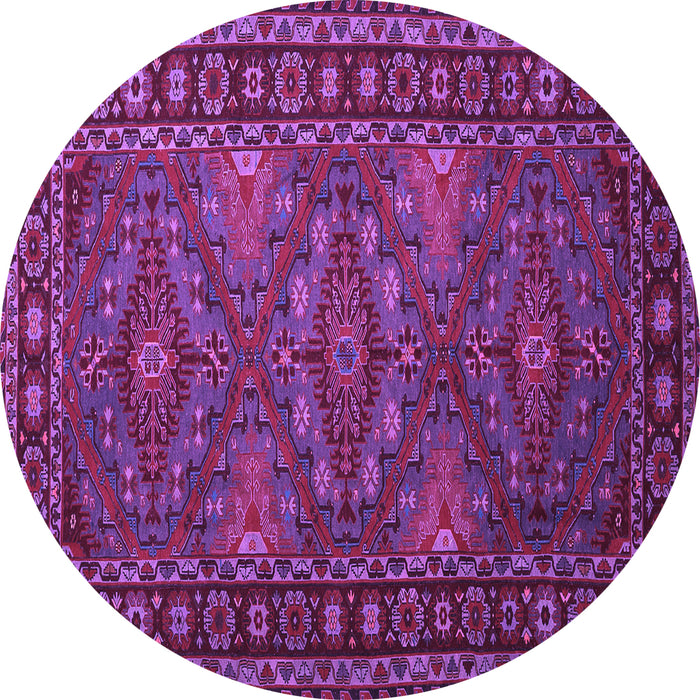 Round Persian Purple Traditional Rug, tr1131pur