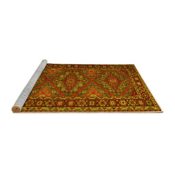 Sideview of Machine Washable Persian Yellow Traditional Rug, wshtr1131yw