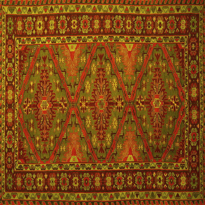 Square Machine Washable Persian Yellow Traditional Rug, wshtr1131yw