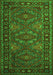 Serging Thickness of Machine Washable Persian Green Traditional Area Rugs, wshtr1131grn