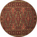 Round Persian Brown Traditional Rug, tr1131brn