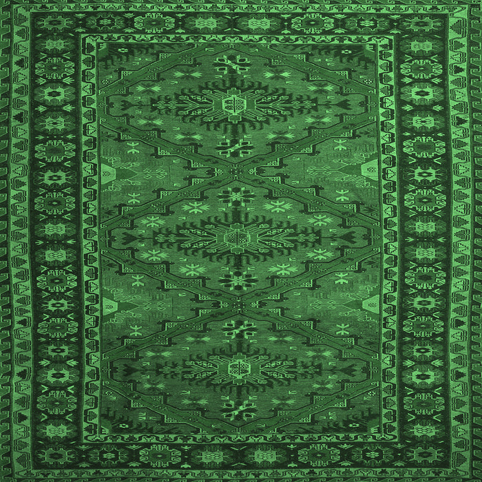 Square Machine Washable Persian Emerald Green Traditional Area Rugs, wshtr1131emgrn
