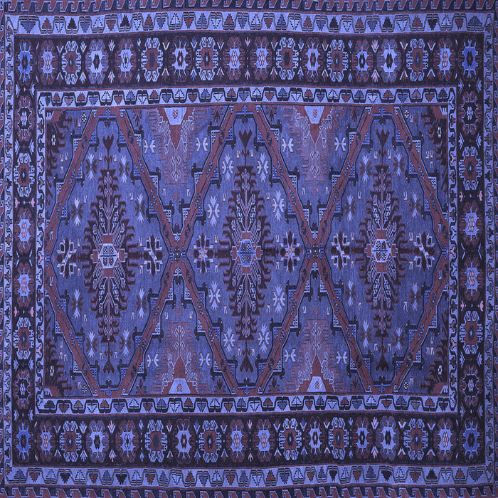 Square Machine Washable Persian Blue Traditional Rug, wshtr1131blu