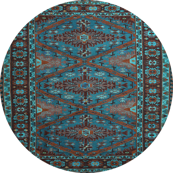 Round Machine Washable Persian Light Blue Traditional Rug, wshtr1131lblu