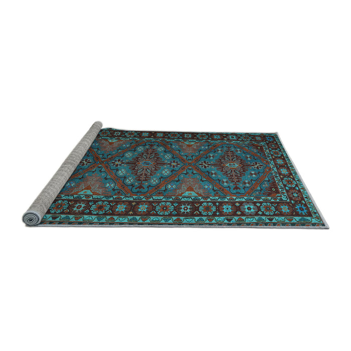 Sideview of Machine Washable Persian Light Blue Traditional Rug, wshtr1131lblu