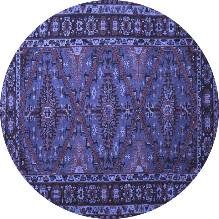 Round Persian Blue Traditional Rug, tr1131blu
