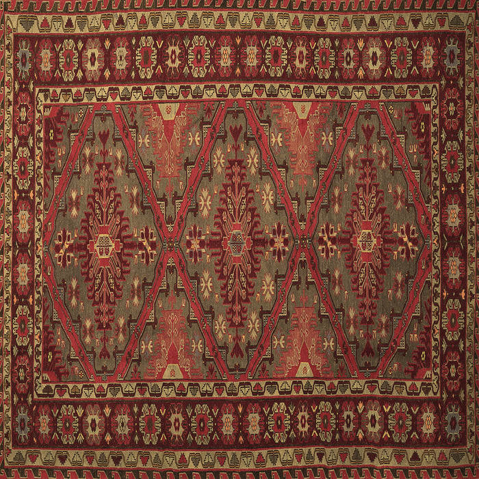 Square Persian Brown Traditional Rug, tr1131brn