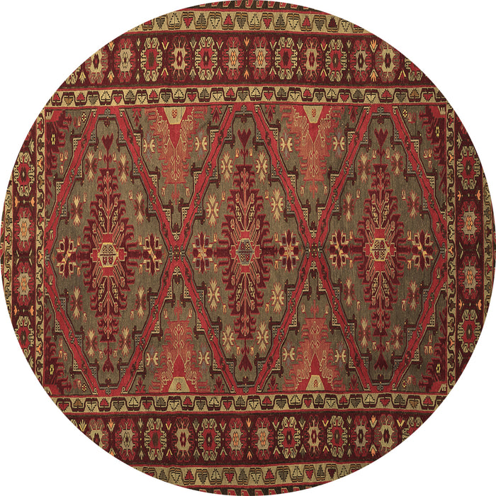 Round Machine Washable Persian Brown Traditional Rug, wshtr1131brn
