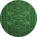 Round Persian Emerald Green Traditional Rug, tr1131emgrn