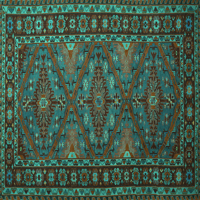Square Persian Turquoise Traditional Rug, tr1131turq