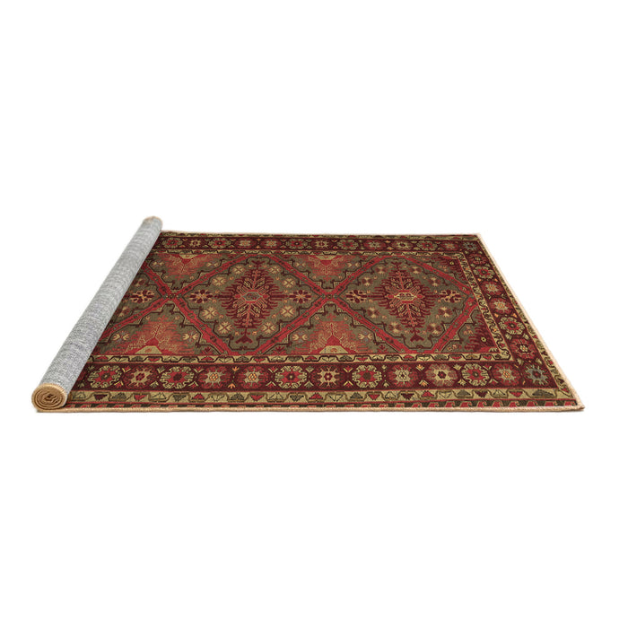 Sideview of Machine Washable Persian Brown Traditional Rug, wshtr1131brn