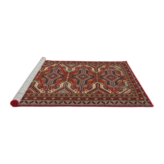 Sideview of Machine Washable Traditional Dark Almond Brown Rug, wshtr1132