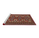 Sideview of Machine Washable Traditional Dark Almond Brown Rug, wshtr1132