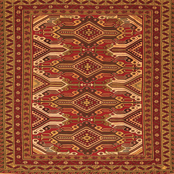 Round Machine Washable Persian Orange Traditional Area Rugs, wshtr1132org