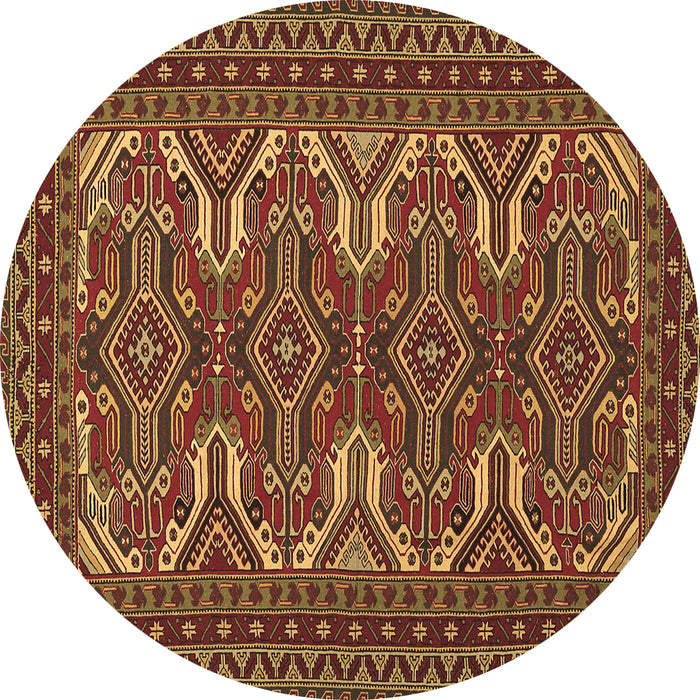 Round Persian Brown Traditional Rug, tr1132brn