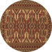 Round Persian Brown Traditional Rug, tr1132brn