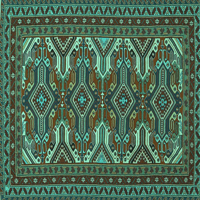 Square Persian Turquoise Traditional Rug, tr1132turq