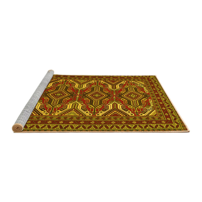 Sideview of Machine Washable Persian Yellow Traditional Rug, wshtr1132yw