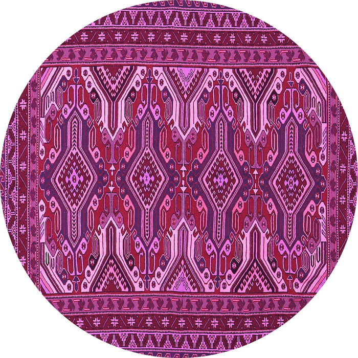 Round Machine Washable Persian Pink Traditional Rug, wshtr1132pnk