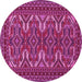 Round Machine Washable Persian Pink Traditional Rug, wshtr1132pnk