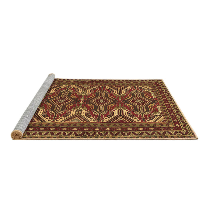 Sideview of Machine Washable Persian Brown Traditional Rug, wshtr1132brn