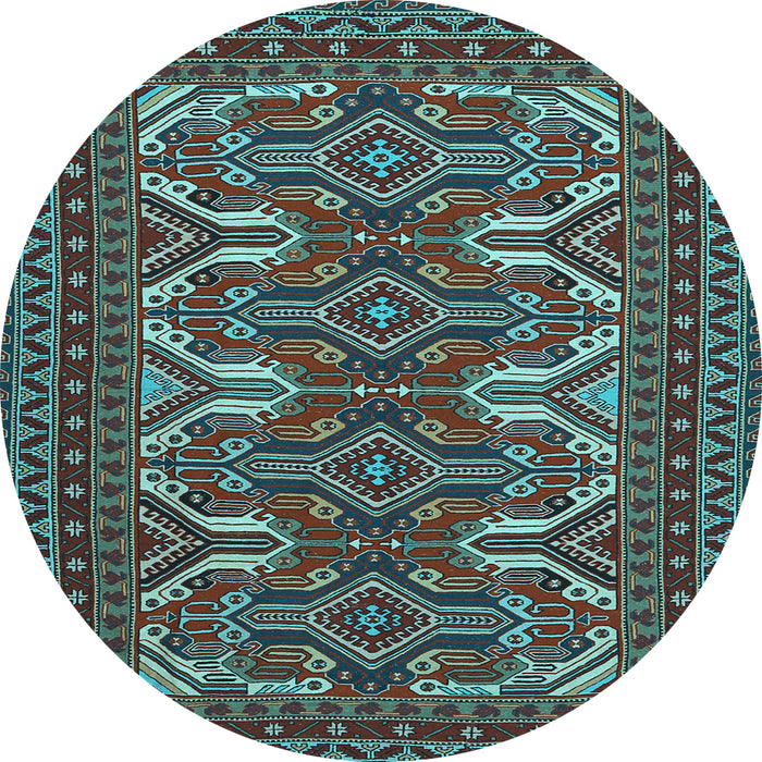 Round Machine Washable Persian Light Blue Traditional Rug, wshtr1132lblu