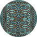 Round Machine Washable Persian Light Blue Traditional Rug, wshtr1132lblu