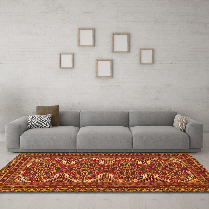 Machine Washable Persian Orange Traditional Area Rugs in a Living Room, wshtr1132org