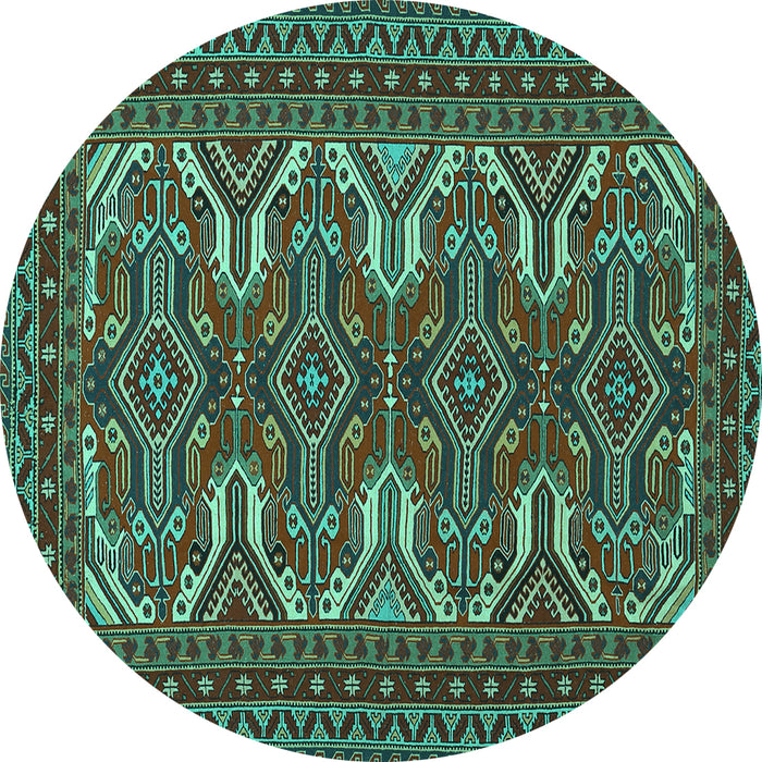 Round Machine Washable Persian Turquoise Traditional Area Rugs, wshtr1132turq