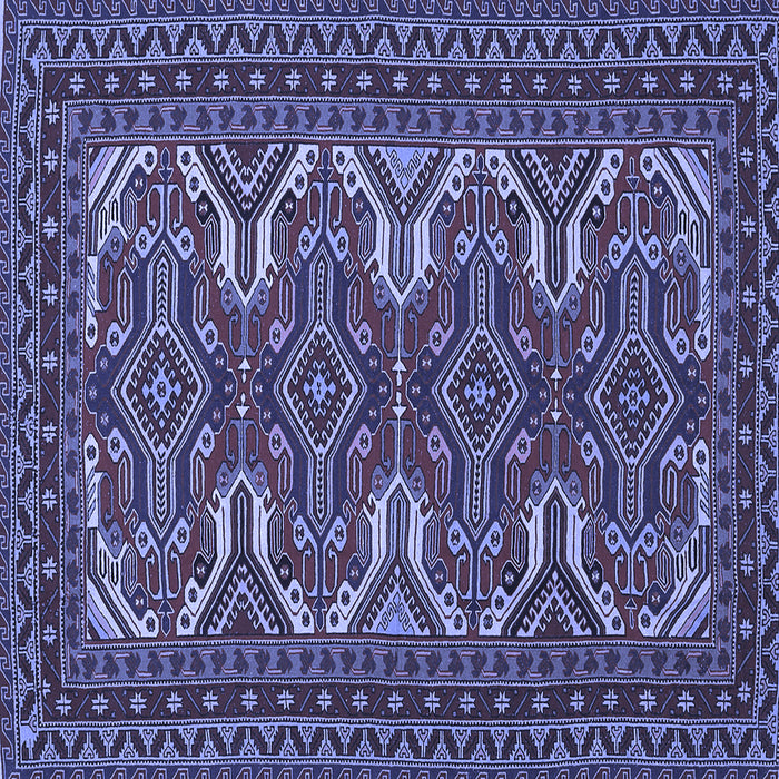 Square Machine Washable Persian Blue Traditional Rug, wshtr1132blu